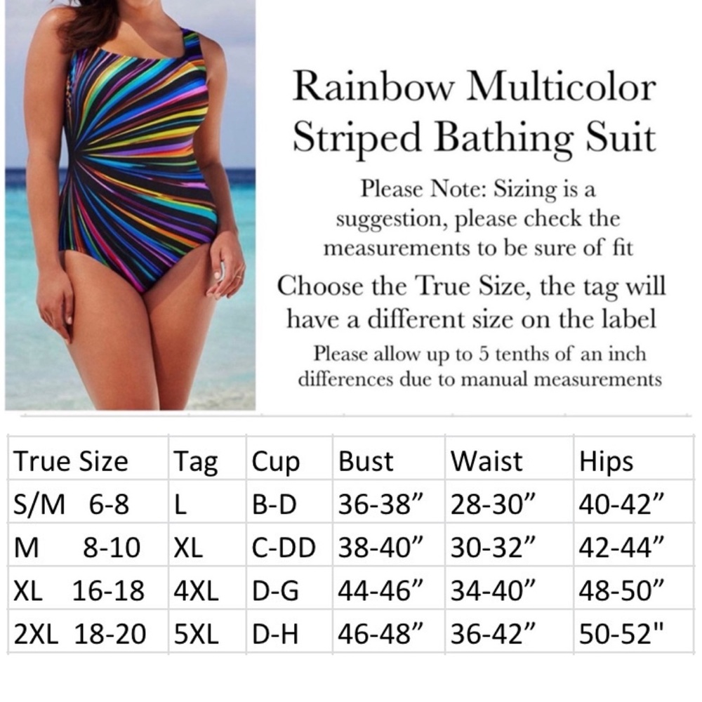Rainbow Multicolor Striped Fan Bathing Suit - Picture 13 of 13